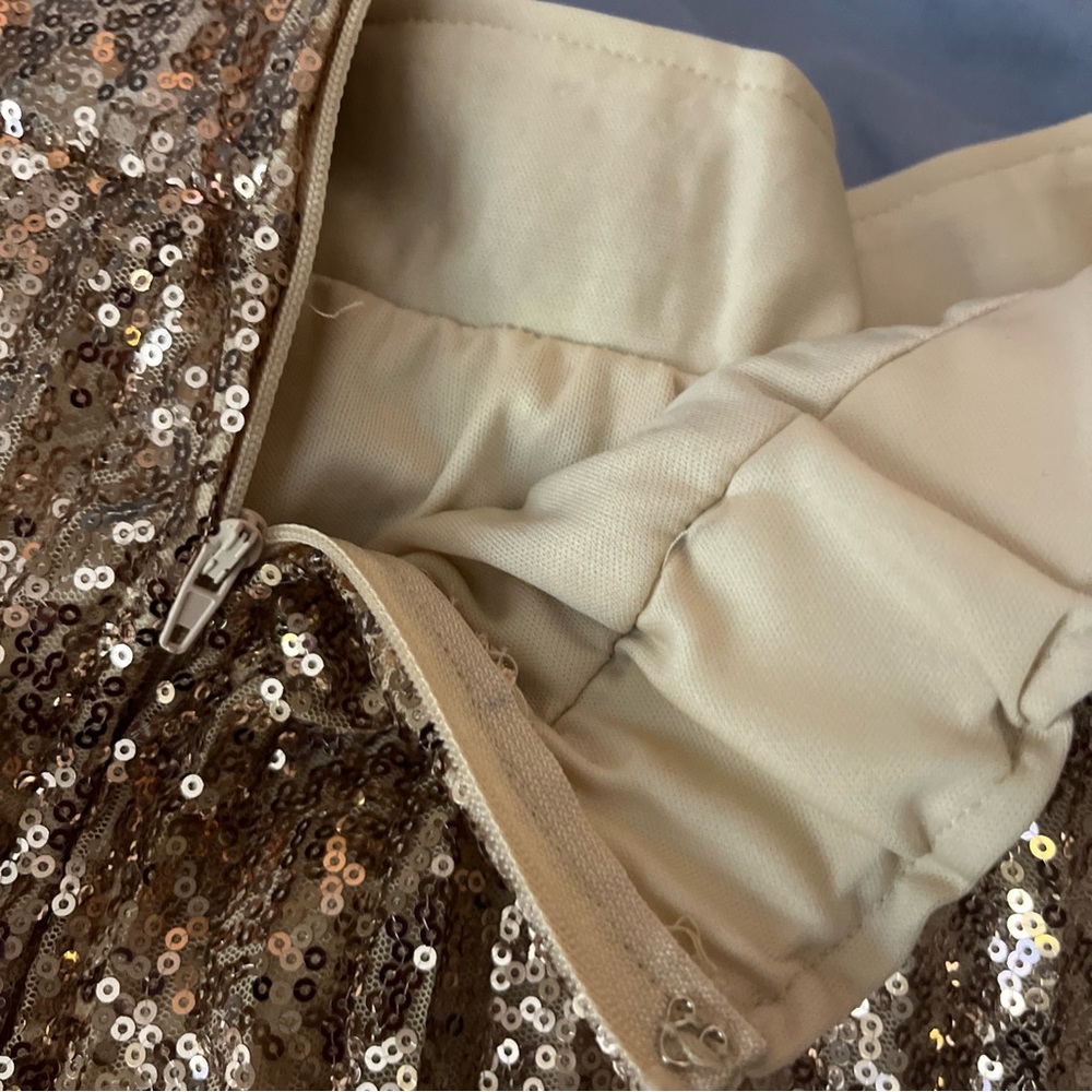 Lulu's Rose Gold Sequin A-Line Skirt - Picture 9 of 12